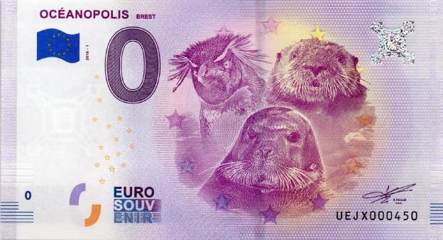 Billet Euro Souvenir 2018 - Océanopolis, Brest