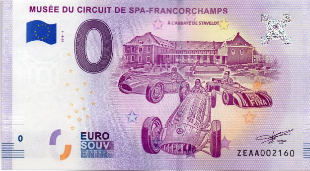 Billet Euro Souvenir 2018 - Musée du Circuit de SPA-Francorchamps