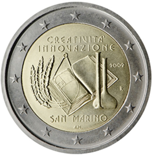 2 Euro Gedenkmünze San Marino 2009 - Kreativität & Innovation