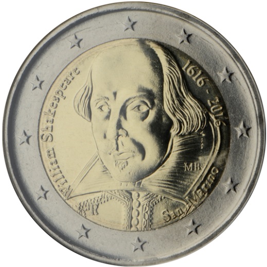 2 Euro Gedenkmünze San Marino 2016 - William Shakespeare