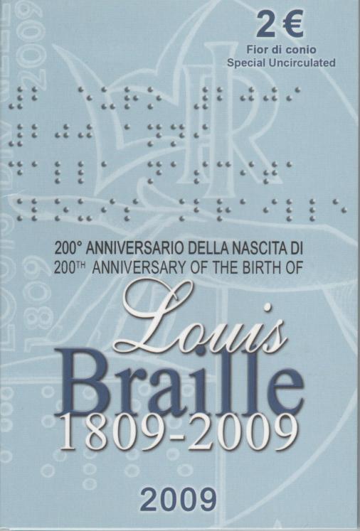 2 Euro Gedenkmünze Italien 2009 ST - Louis Braille