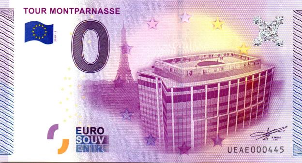 0 Euro Souvenirschein 2015 Frankreich UEAE - Tour Montparnasse