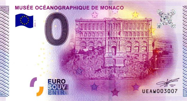 0 Euro Souvenirschein 2015 Monaco UEAW - Musée Océanographique de Monaco