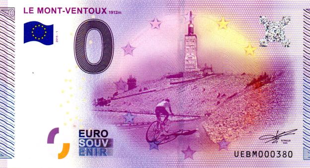 0 Euro Souvenirschein 2015 Frankreich UEBM - Le Mont-Ventoux