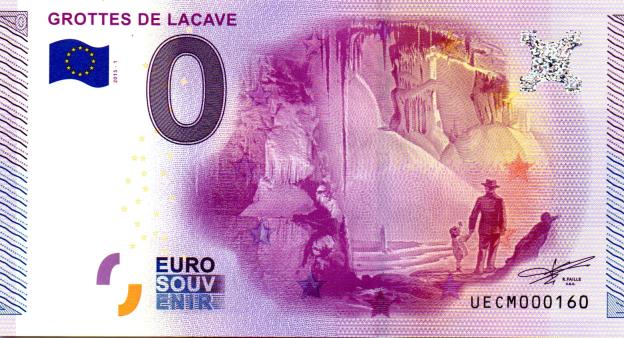 0 Euro Souvenirschein 2015 Frankreich UECM - Grotte de Lacave