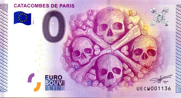 0 Euro Souvenirschein 2015 Frankreich UECW - Catacombes de Paris