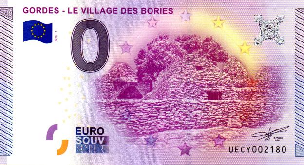 0 Euro Souvenirschein 2015 Frankreich UECY - Gordes - Le Village des Bories