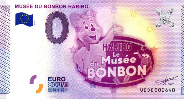 0 Euro Souvenirschein 2015 Frankreich UEDE - Musée du Bonbon Haribo