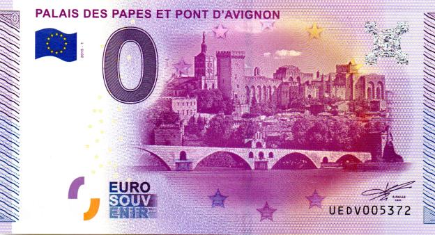 0 Euro Souvenirschein 2015 Frankreich UEDV - Palais des Papes et Pont d'Avignon