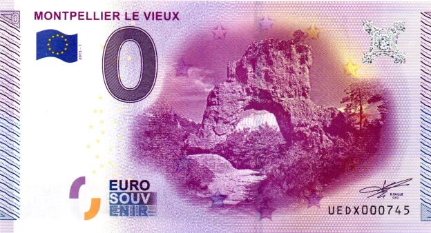 0 Euro Souvenirschein 2015 Frankreich UEDX - Montpellier le Vieux