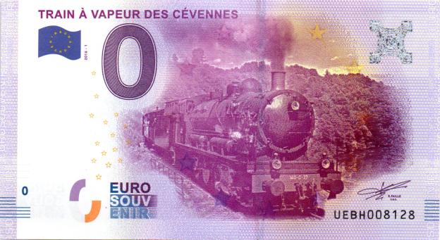 0 Euro Souvenirschein 2016 Frankreich UEBH - Train à Vapeur des Cévennes