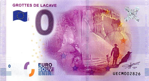 0 Euro Souvenirschein 2016 Frankreich UECM - Grottes de Lacave