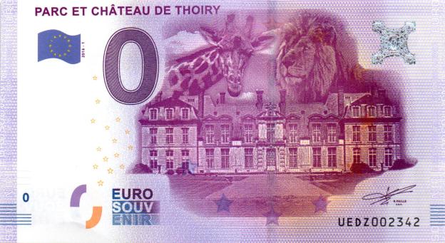 0 Euro Souvenirschein 2016 Frankreich UEDZ - Parc et Château de Thoiry