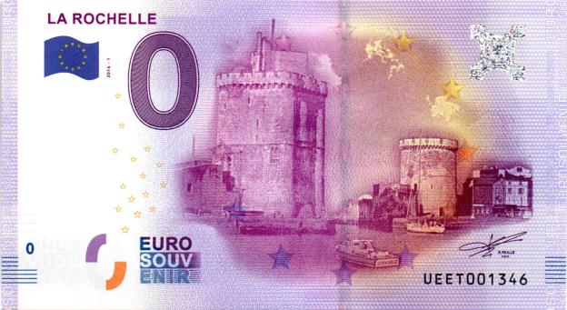 0 Euro Souvenirschein 2016 Frankreich UEET - La Rochelle