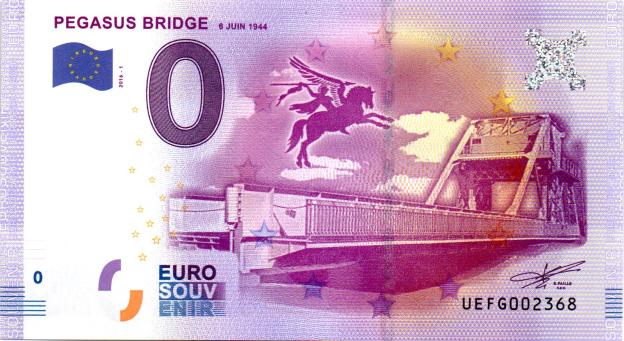0 Euro Souvenirschein 2016 Frankreich UEFG - Pegasus Bridge