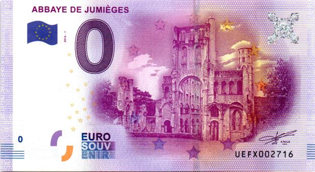 0 Euro Souvenirschein 2016 Frankreich UEFX - Abbaye de Jumièges