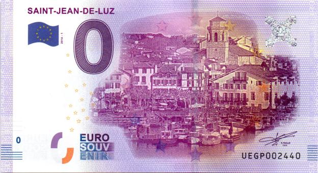 0 Euro Souvenirschein 2016 Frankreich UEGP - Saint-Jean-de-Luz