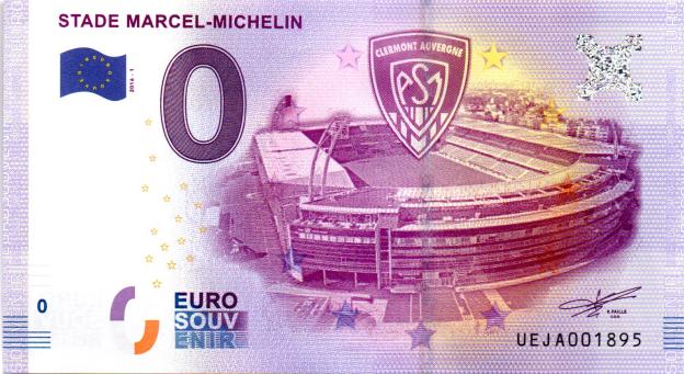 0 Euro Souvenirschein 2016 Frankreich UEJA - Stade Marcel-Michelin