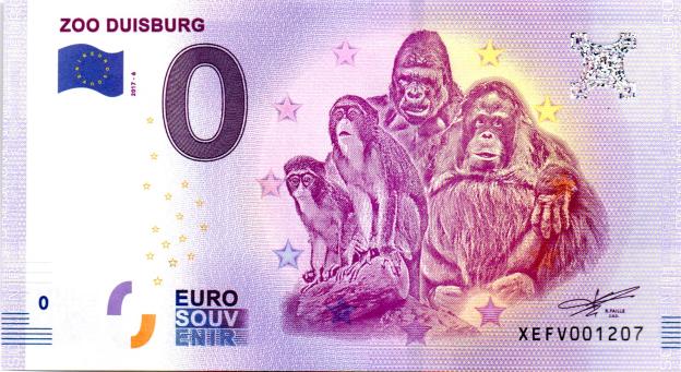0 Euro Souvenirschein 2017 Deutschland XEFV-6 - Zoo Duisburg