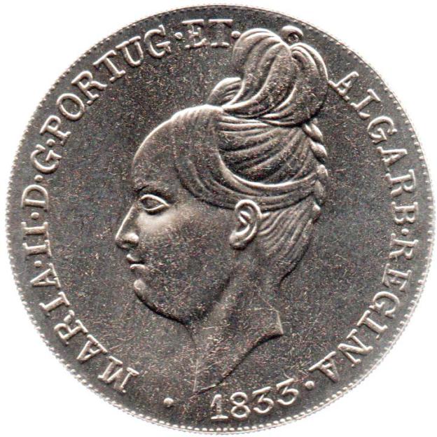 Historische Münze, Degolada, während der Regierungszeit von Maria II. von Portugal