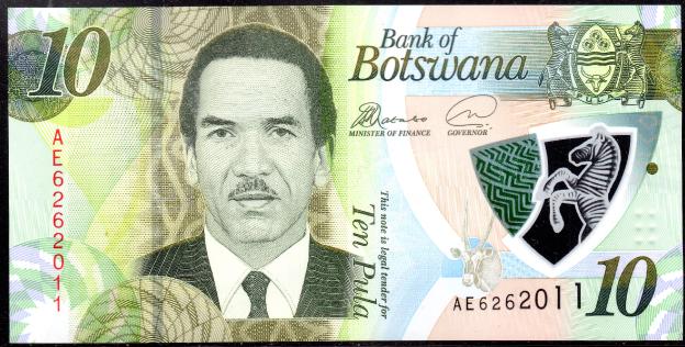 Banknoten Botswana  $ 10 Pula, 2018, P-35, Polymer  UNC