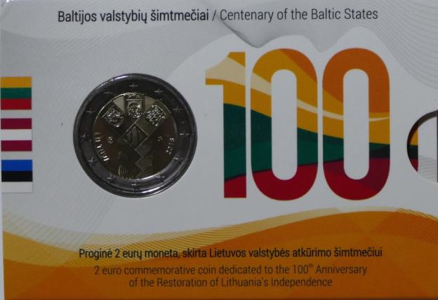 2 Euro Gedenkmünze Litauen 2018 ST - Unabhängigkeit der Baltischen Staaten