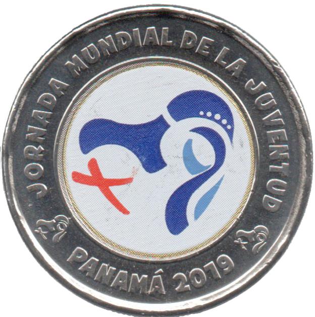 1 Balboa Gedenkmünze von Panama 2019 - Weltjugendtag (Farbe)