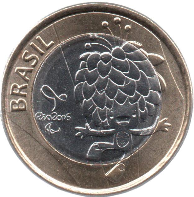 1 Real Gedenkmünze von Brasilien 2016 - Paralympisches Maskottchen
