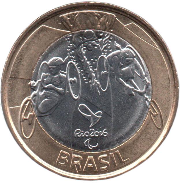 1 Real Gedenkmünze von Brasilien 2014 - Paratriathlon