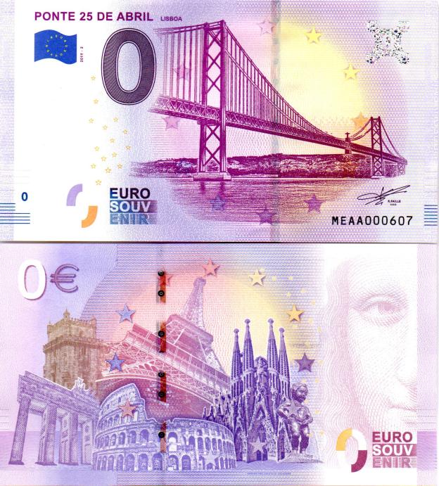 Euro Souvenir-Note 2019 MEAA - Ponte 25 de Abril, Lisboa
