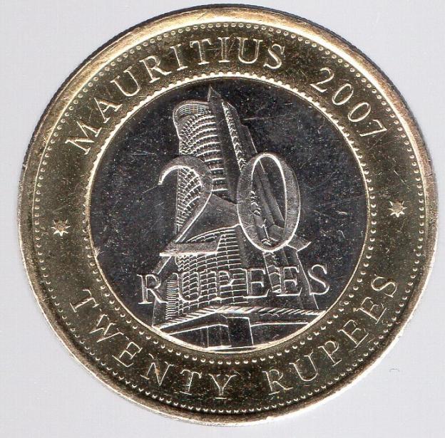 20 Rupie Gedenkmünzen von Mauritius 2007 -  Bank von Mauritius