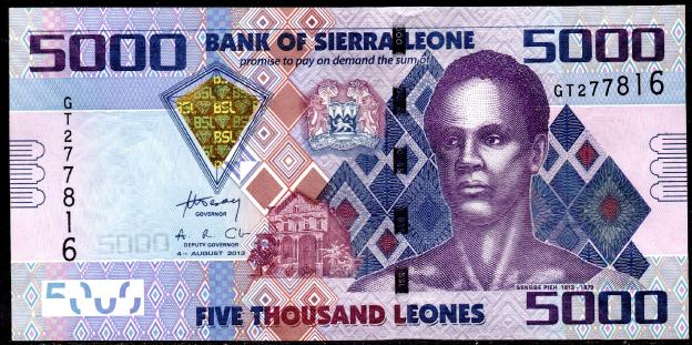 Banknoten  Sierra Leone  $ 5000 Leones, 2015, P-32,  UNC