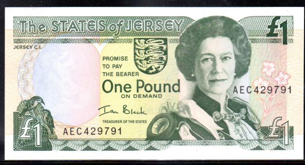 Banknote von Jersey 1 Pfund,  2000, Königin Elizabeth II, P-26, UNC