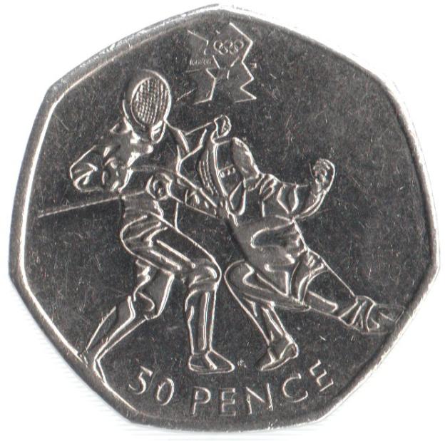50 Pence Gedenkmünze Vereinigtes Königreich 2011 - Fechten