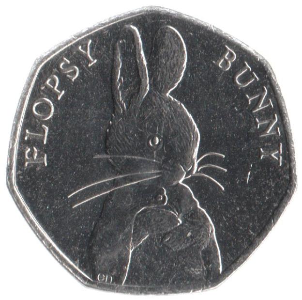 50 Pence Gedenkmünze Vereinigtes Königreich 2018 - Flopsy Bunny