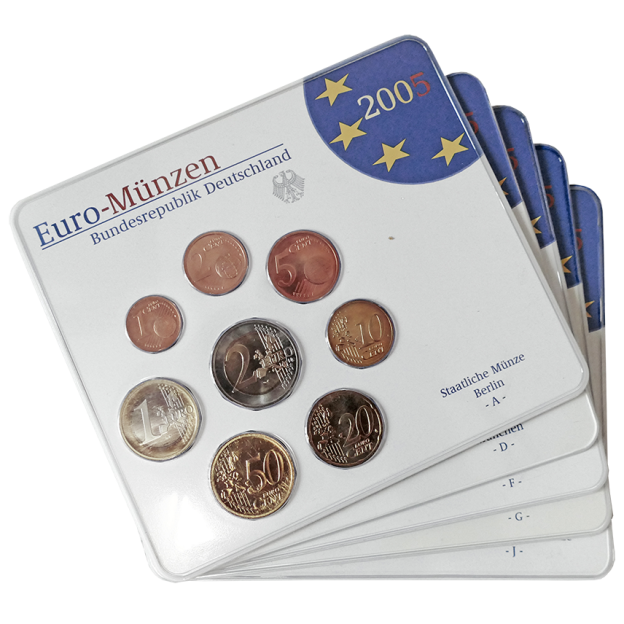 Euro Kursmünzenserie Stempelglanz (ST) - Deutschland 2005 (A-J)