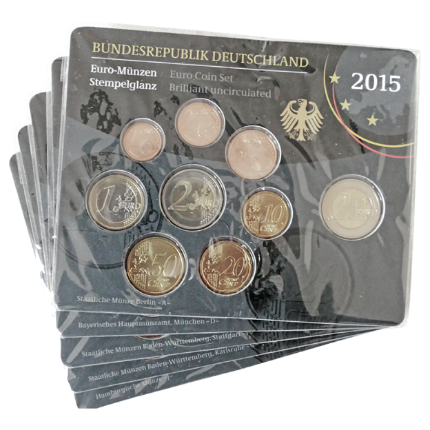 Euro Kursmünzenserie Stempelglanz (ST) - Deutschland 2015 (A-J)