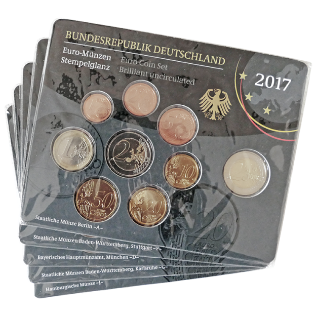 Euro Kursmünzenserie Stempelglanz (ST) - Deutschland 2017 (A-J)