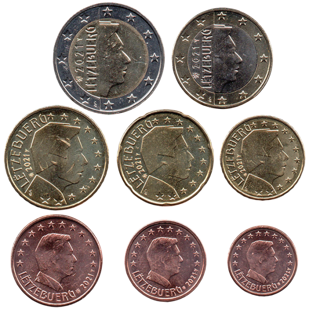 Euro Kursmünzenserie Unzirkuliert (UNC) - Luxemburg 2021