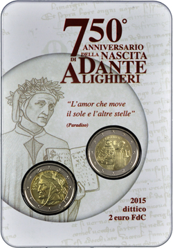 2 Euro Commemorative of Italy 2015 BU - Dante Alighieri