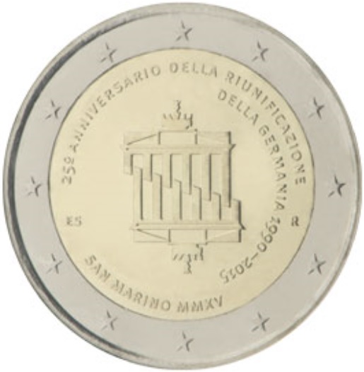 2 Euro Commemorative of San Marino 2015 - German Reunification