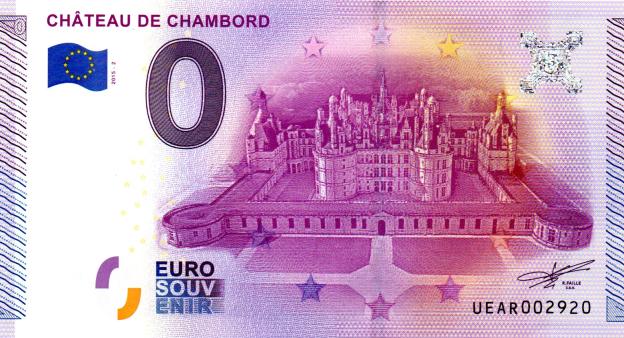 0 Euro Souvenir Note 2015 France UEAR-2 - Château de Chambord