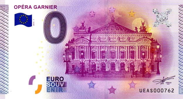 0 Euro Souvenir Note 2015 France UEAS - Opéra Garnier