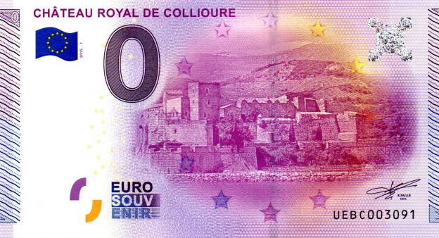 0 Euro Souvenir Note 2015 France UEBC - Château Royal de Collioure