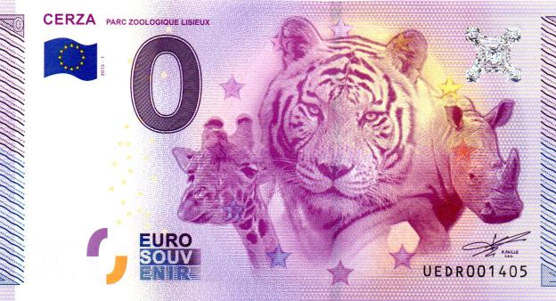0 Euro Souvenir Note 2015 France UEDR - Cerza, Parc Zoologique Lisieux