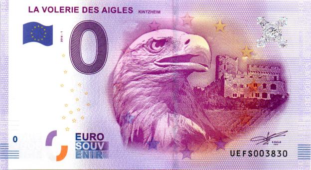 0 Euro Souvenir Note 2016 France UEFS - La Volerie des Aigles