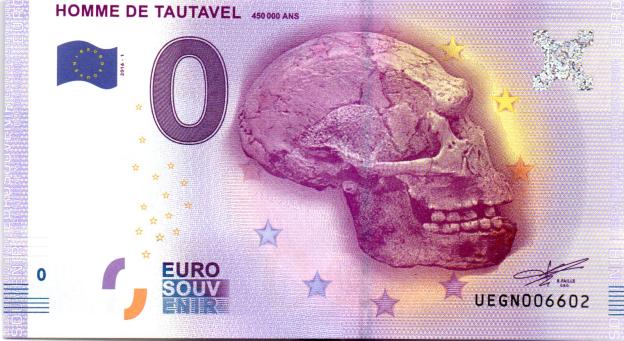 0 Euro Souvenir Note 2016 France UEGN - Homme de Tautavel