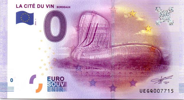 0 Euro Souvenir Note 2016 France UEGQ - La Cité du Vin