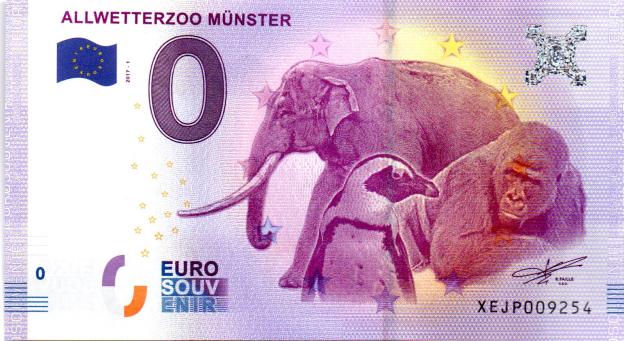 0 Euro Souvenir Note 2017 Germany XEJP - Allwetterzoo Münster