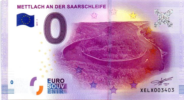 0 Euro Souvenir Note 2017 Germany XELX - Mettlach An Der Saarschleife